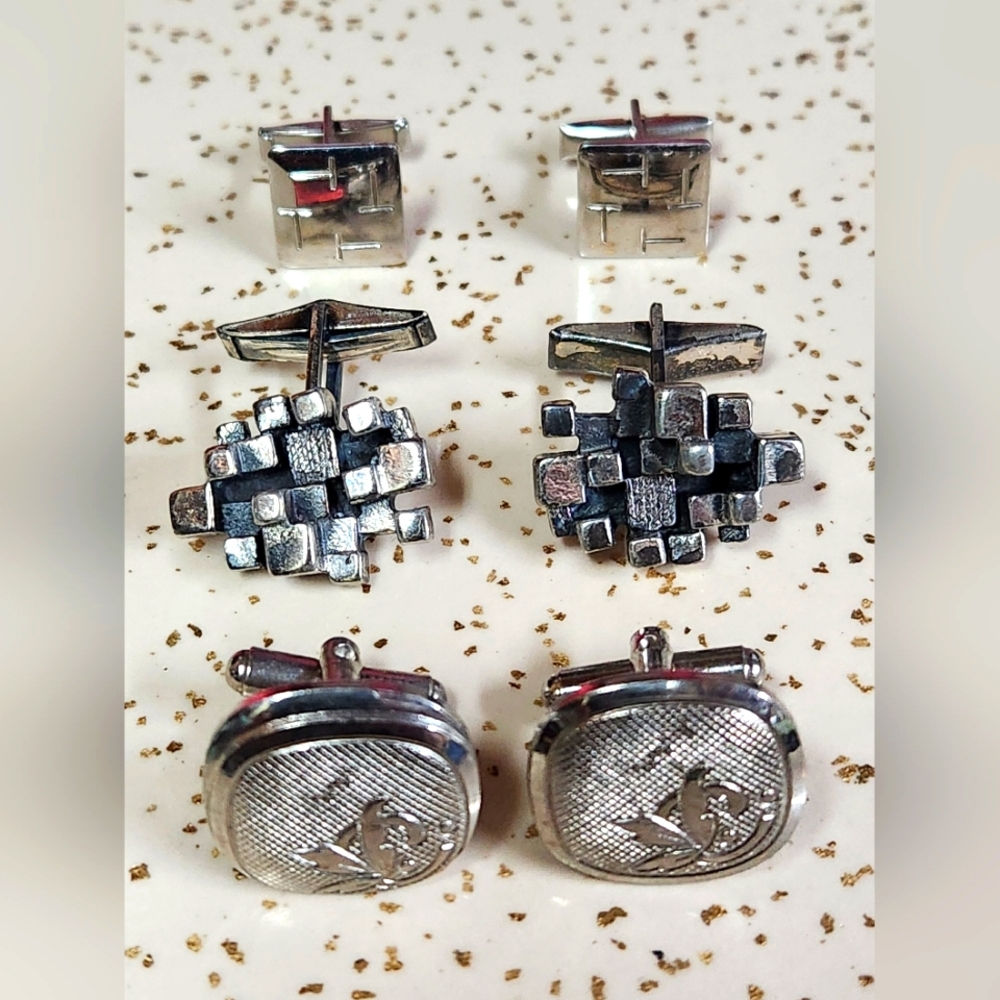 Silver Tone Cufflinks Lot